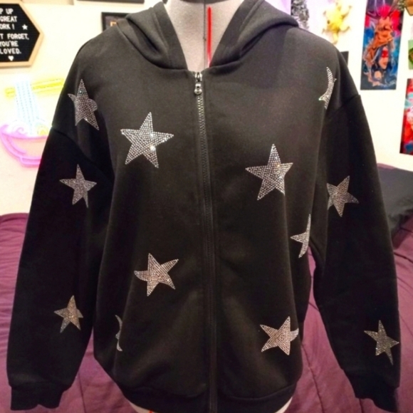 Star Rhinestone Zip-up Hoodie - Picture 5 of 6